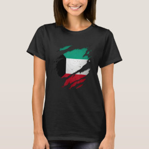 Camiseta Orgullosa bandera kuwaití desgarrada rasgada