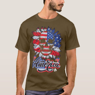 Camiseta Orgullosa Bandera Norteamericana 4 De Juli Sunflow