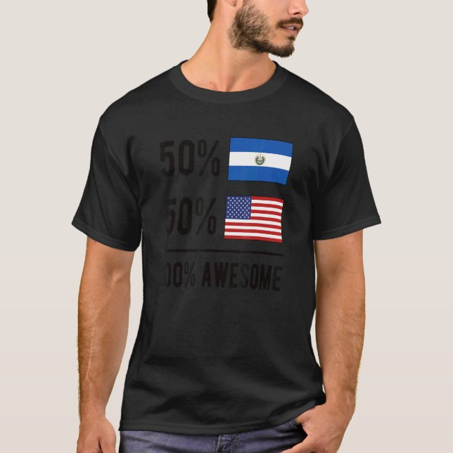 Camiseta Orgullosa Bandera Salvadoreña Norteamericana El Sa (Anverso)