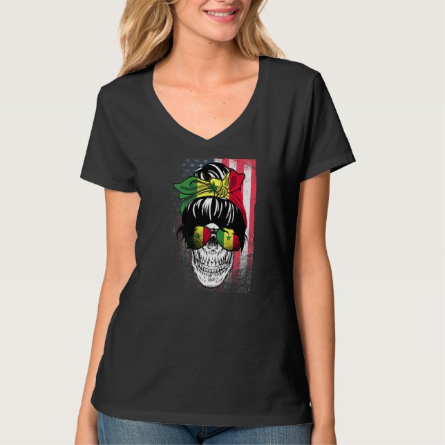 Camiseta Orgullosa bandera senegalesa senegalesa norteameri (Anverso)