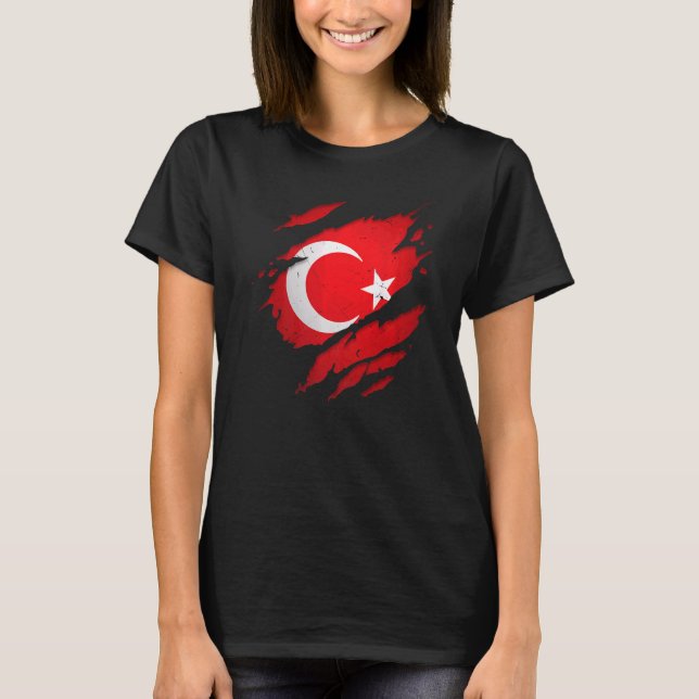 Camiseta Orgullosa bandera turca arrancada de Turquía (Anverso)