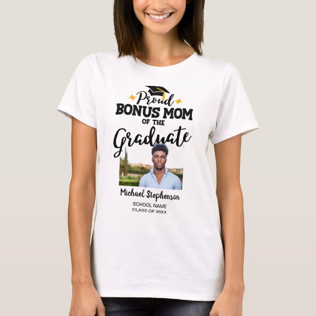 Camiseta Orgullosa Bono mamá del nombre de la foto del grad (Anverso)