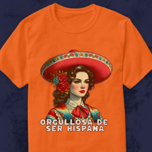 Camiseta Orgullosa de ser Hispana Retro Español Mes Patrio