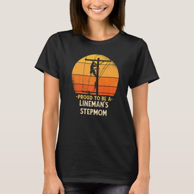 Camiseta Orgullosa de ser madrastra de liniero Cable eléctr (Anverso)