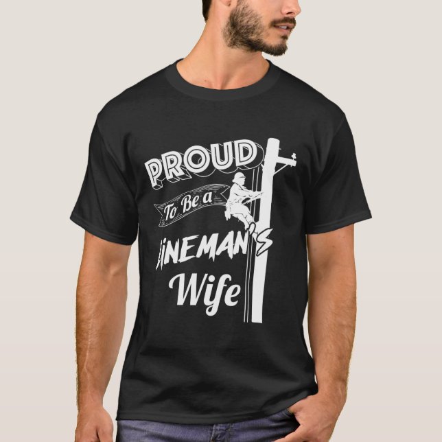 Camiseta Orgullosa De Ser Una Esposa De Lineman Cute Journe (Anverso)