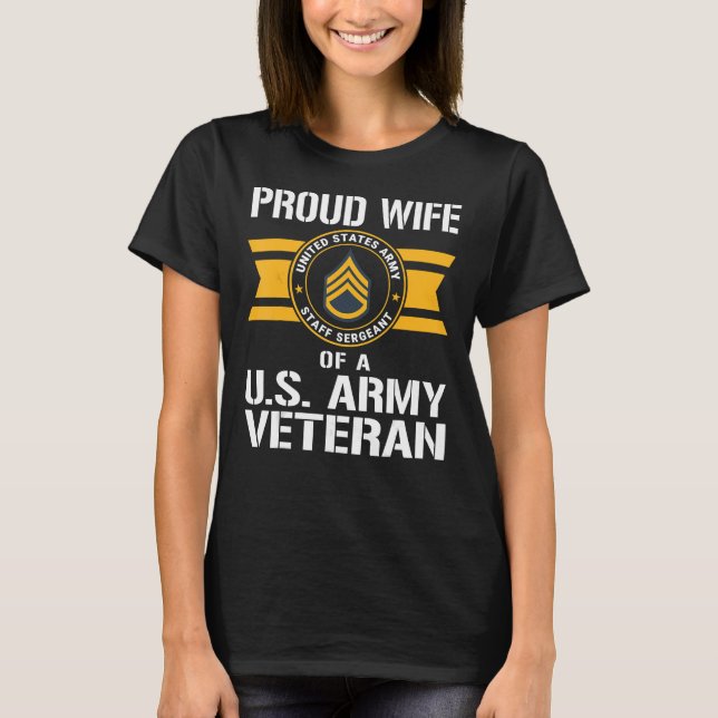 Camiseta  Orgullosa Esposa De Un Veterano Del Ejército De E (Anverso)