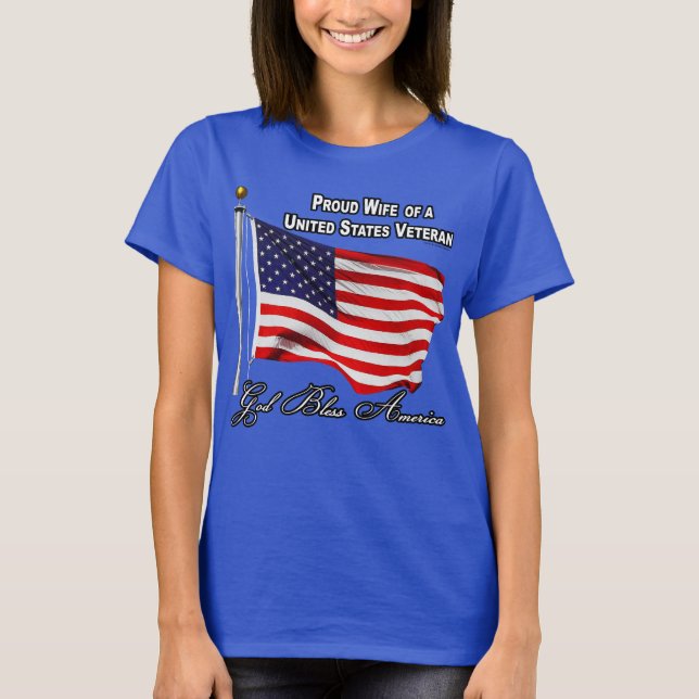 Camiseta Orgullosa Esposa De Un Veterano Estadounidense Con (Anverso)