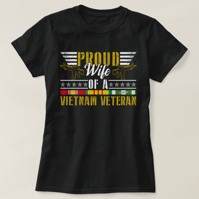 Camiseta Orgullosa esposa de un veterano vietnamita. (Diseño del anverso)