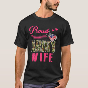 Camiseta Orgullosa Esposa Del Ejército Novia Camo Militar E