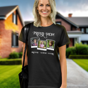Camiseta Orgullosa foto de mamá 3 Montaje Instantánea Día d