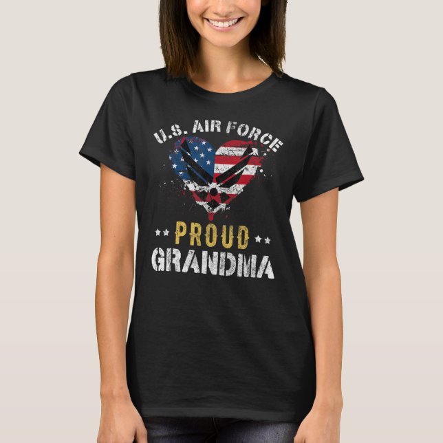 Camiseta  Orgullosa Fuerza Aérea Abuela Bandera Americana C (Anverso)