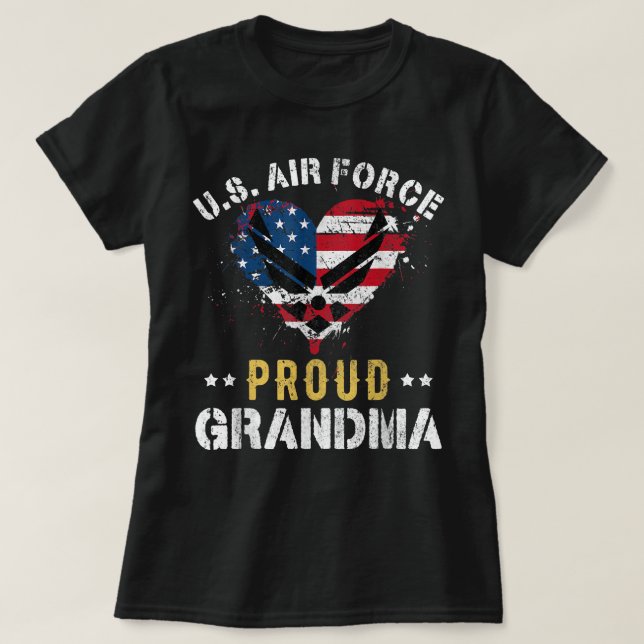 Camiseta Orgullosa Fuerza Aérea Abuela Bandera Americana Ve (Diseño del anverso)