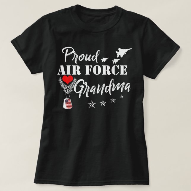 Camiseta Orgullosa Fuerza Aérea Abuela Camisas Corazón Mili (Diseño del anverso)