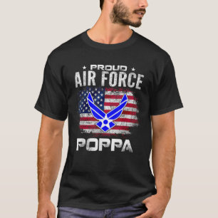 Camiseta Orgullosa Fuerza Aérea Poppa Con Bandera Estadouni