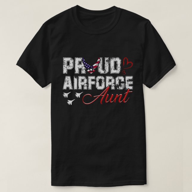 Camiseta Orgullosa Fuerza Aérea Tía de Mujeres Militares de (Diseño del anverso)