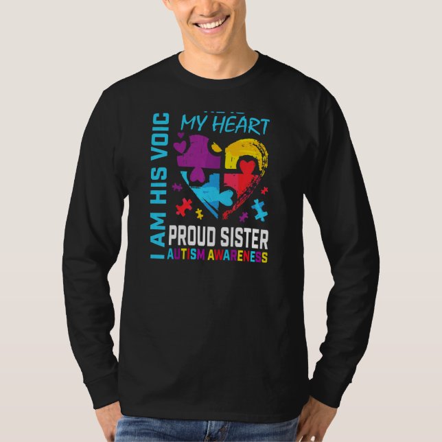 Camiseta Orgullosa hermana autismo Conciencia Hermano Rompe (Anverso)