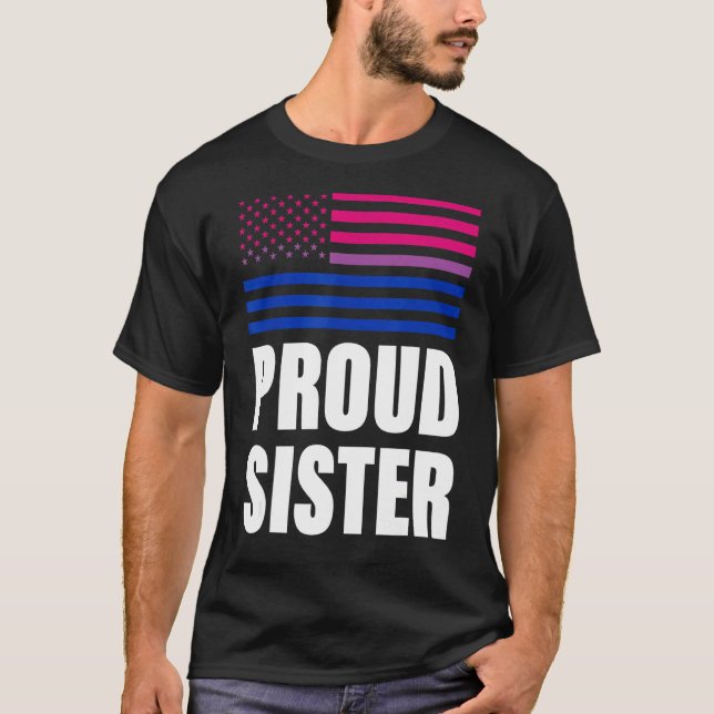 Camiseta Orgullosa Hermana Bandera Bisexual Lgbt Orgullo Ga (Anverso)