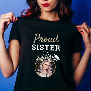 Camiseta Orgullosa hermana de la foto del gorro de graduaci