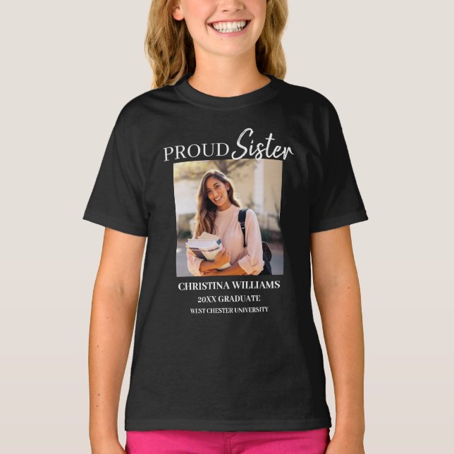 Camiseta Orgullosa hermana de la foto personalizada de grad (Anverso)