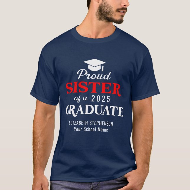 Camiseta Orgullosa hermana de la pareja de graduados (Anverso)