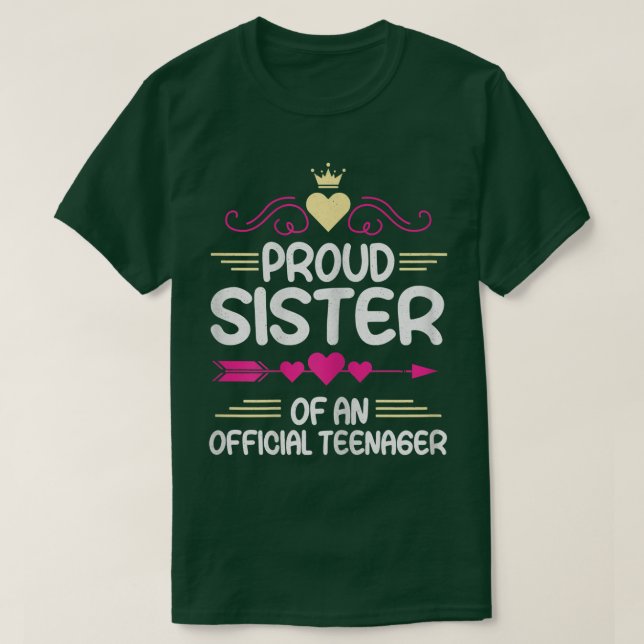 Camiseta Orgullosa Hermana De Un Adolescente Oficial (Diseño del anverso)