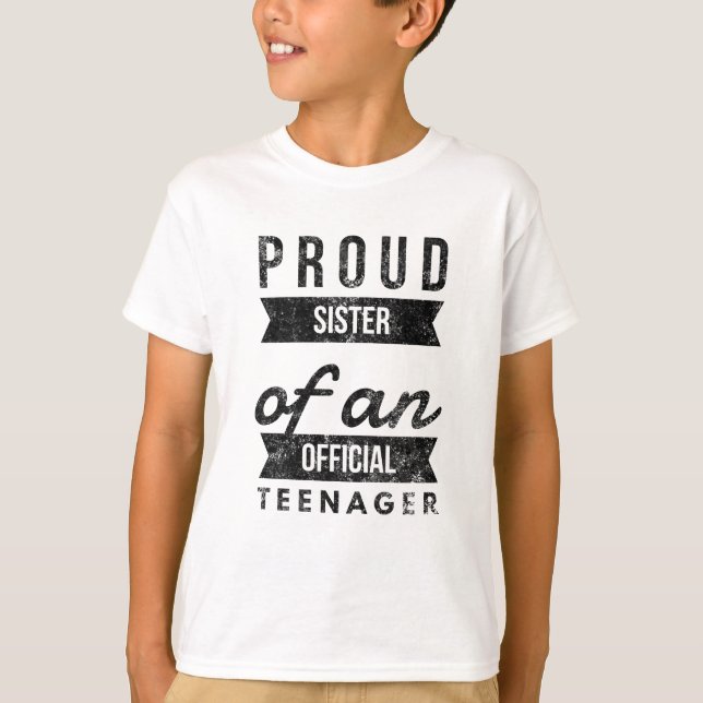 Camiseta Orgullosa hermana de un adolescente oficial (Anverso)