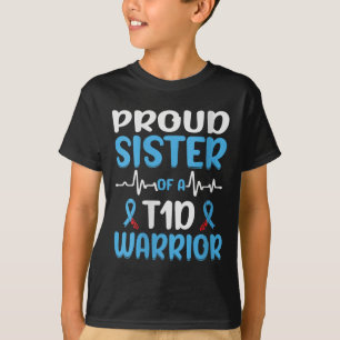 Camiseta Orgullosa Hermana De Un Guerrero De T1d Con cuello