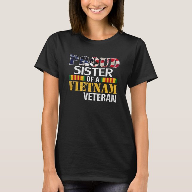 Camiseta Orgullosa Hermana De Un Veterano Vietnamita Para E (Anverso)