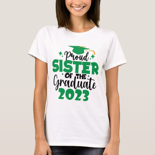 Camiseta Orgullosa HERMANA de una clase de Graduado Verde d (Anverso)