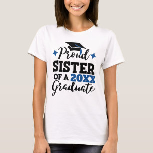 Camiseta Orgullosa hermana de una gorra azul negra graduada