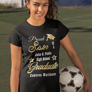 Camiseta Orgullosa hermana del nombre del graduado   Gradua