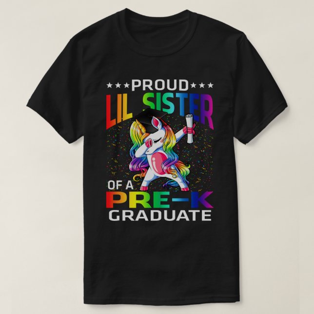 Camiseta Orgullosa Hermana Lil De Unicornio, Un Graduado Pr (Diseño del anverso)