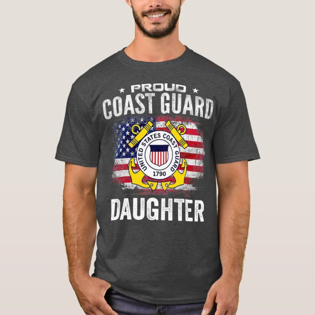 Camiseta Orgullosa hija de guardacostas con bandera estadou (Anverso)