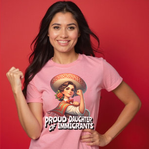 Camiseta Orgullosa hija de inmigrantes de color rosa retro