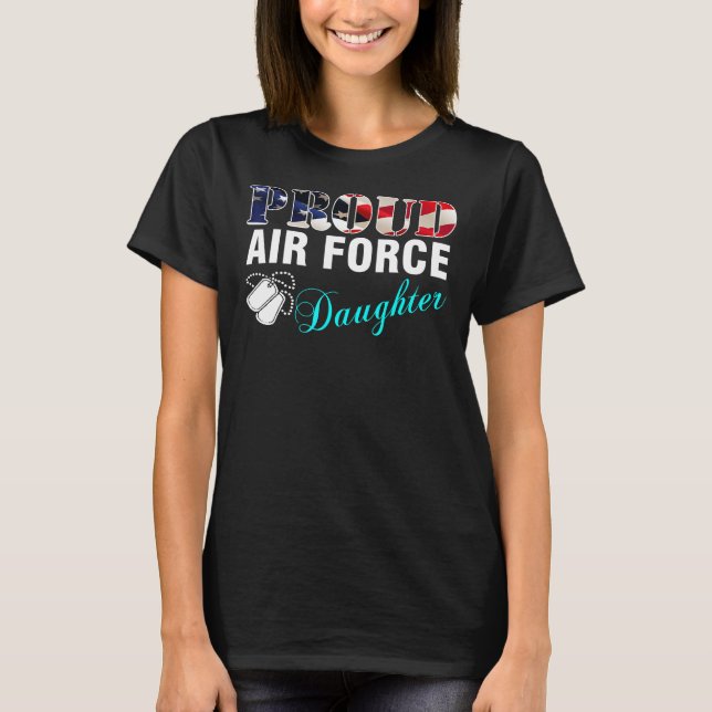 Camiseta  Orgullosa hija de la Fuerza Aérea con bandera est (Anverso)