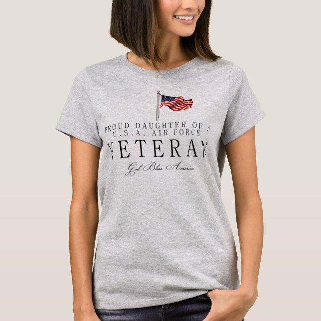 Camiseta Orgullosa Hija De Un Veterano De La Fuerza Aérea D (Anverso)