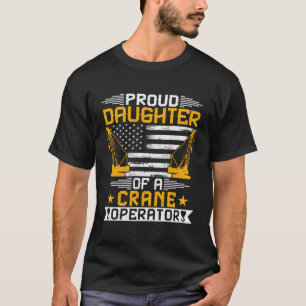 Camiseta Orgullosa Hija De Una Grúa De Bandera De Ee. Uu.