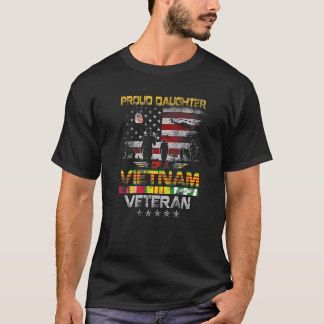 Camiseta Orgullosa Hija De Una Veterana Bandera Vietnamita  (Anverso)