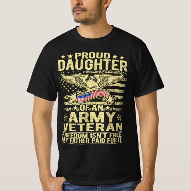 Camiseta Orgullosa Hija Del Veterano Del Ejército Militar - (Anverso)