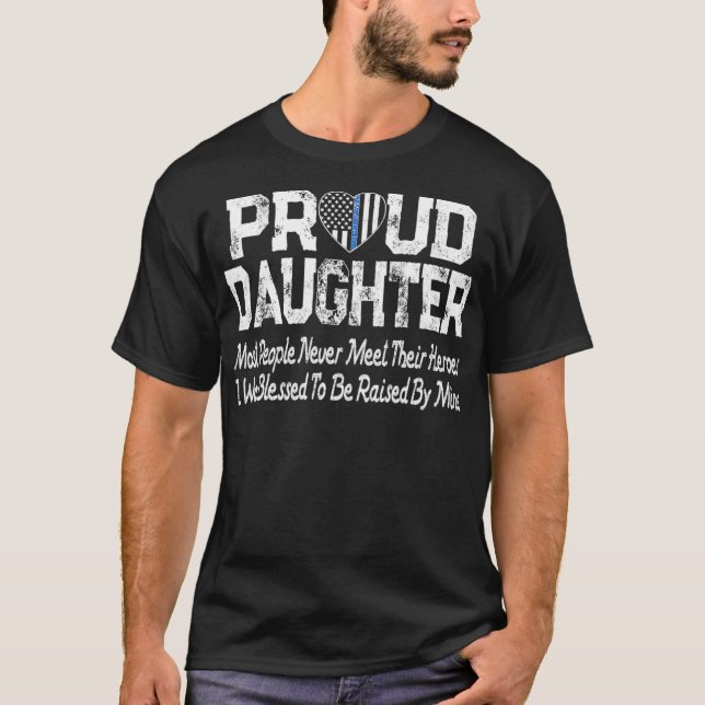 Camiseta Orgullosa hija delgada de la línea azul policía de (Anverso)