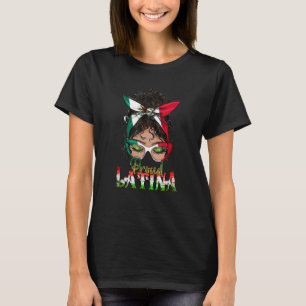 Camiseta Orgullosa Latina Messy Bun Mama Viva Mexico Orgull