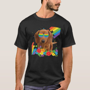 Camiseta Orgullosa LGBT Gay Dachshund Bandera del Orgullo A
