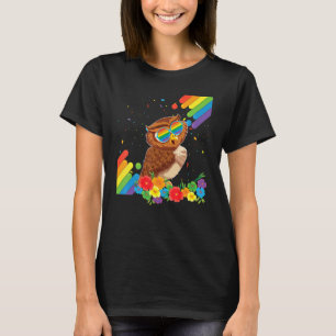 Camiseta Orgullosa Lgbt Gay Owl Bandera Orgullo Arcoiris Lg