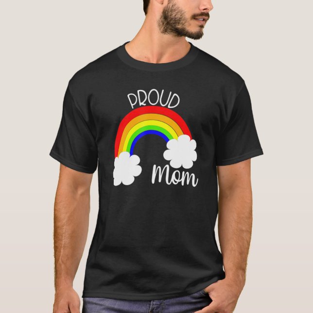 Camiseta Orgullosa madre apoya a hija de hijo arcoiris de L (Anverso)