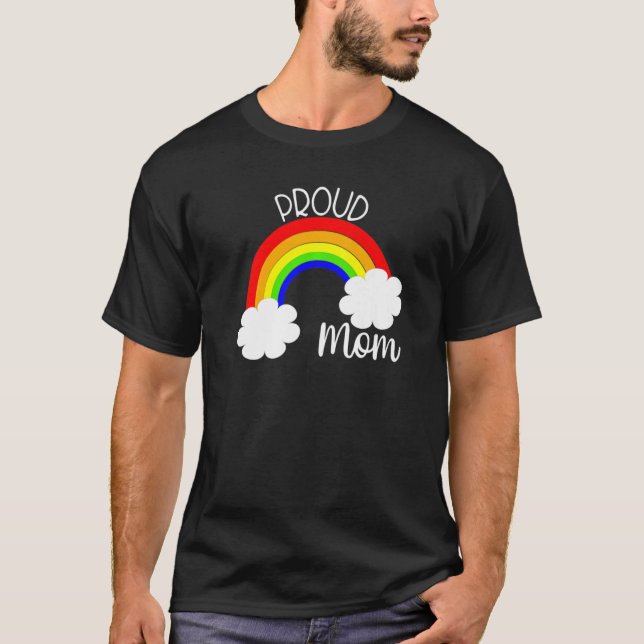 Camiseta Orgullosa madre apoya a hija de hijo arcoiris de L (Anverso)