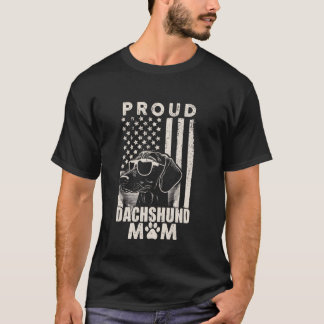 Camiseta Orgullosa madre de Dachshund Bandera Americana Per