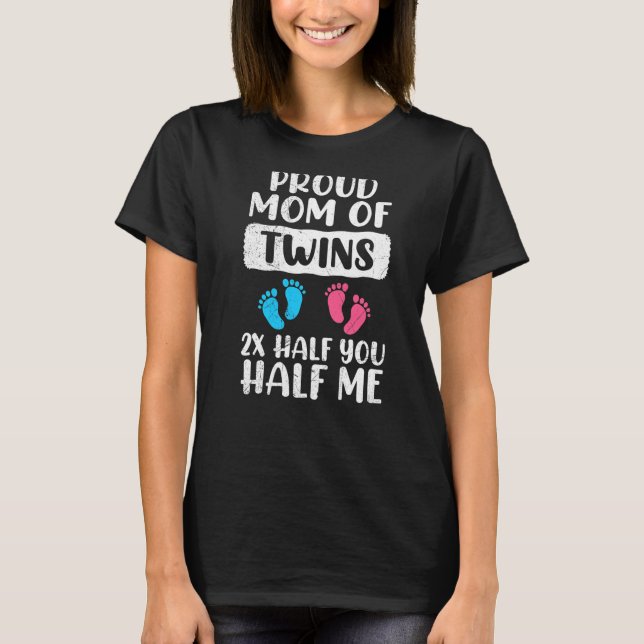 Camiseta Orgullosa madre de gemelos, niño o chica orgullosa (Anverso)