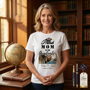 Camiseta Orgullosa Madre de la Universidad Negra y Blanca G