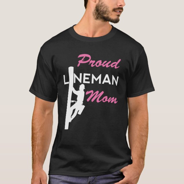 Camiseta Orgullosa madre de Lineman Trabajadora de Cable El (Anverso)