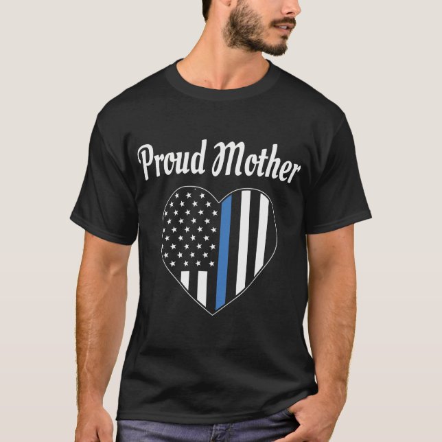 Camiseta Orgullosa Madre De Oficial De Policía - Aplicación (Anverso)
